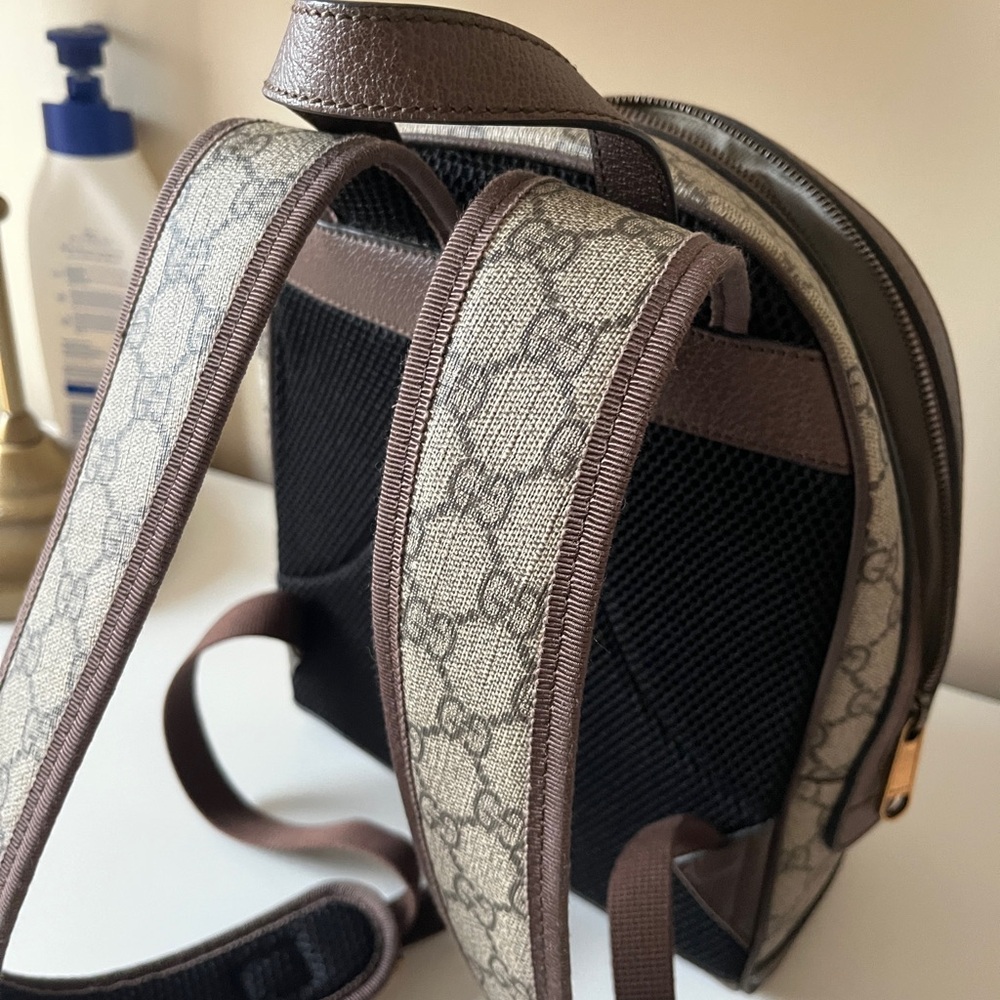 Gucci Brown and Beige Backpack with Red and Green Accents - Picture 7 of 8